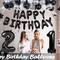 32 Inch 21 Balloon Numbers, Happy Birthday Balloons Banner 16 Inch Foil Letters Balloon